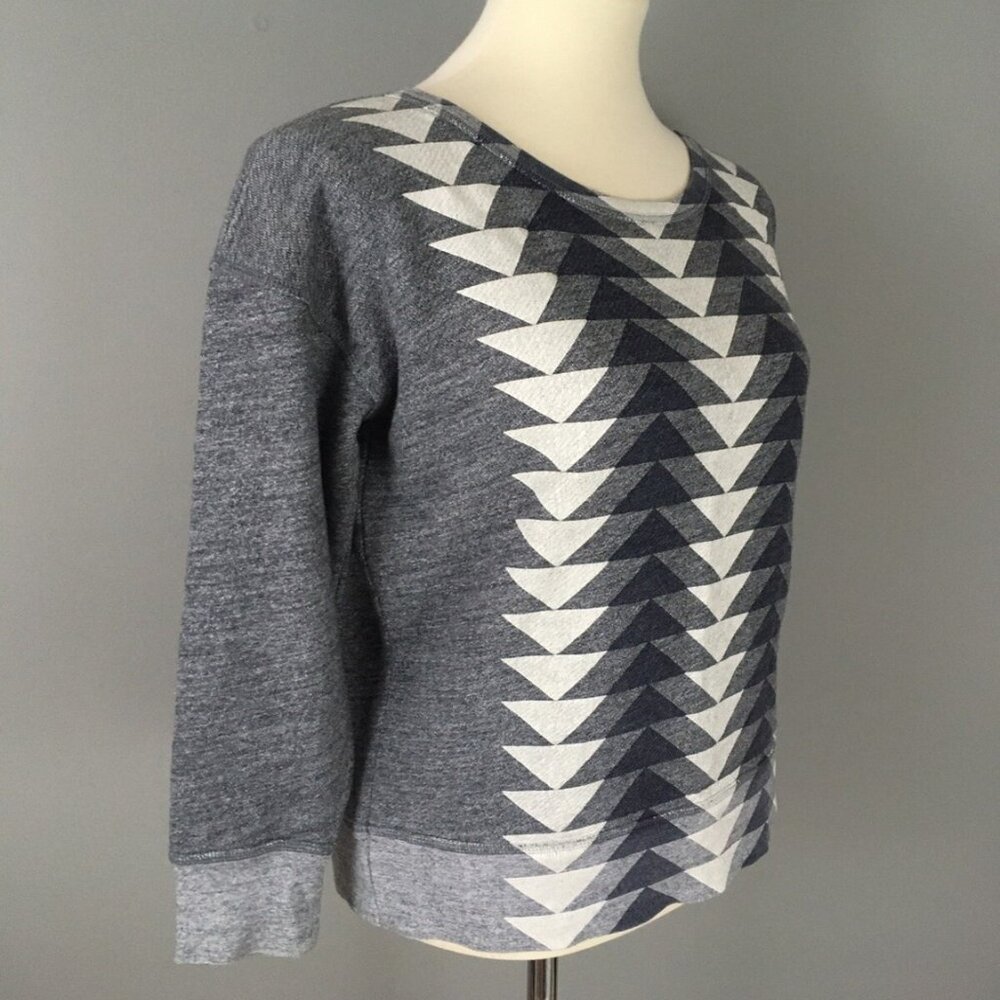 J.Crew Gray Chevron Geometric Sweatshirt Knit Top Size S Pullover Shirt